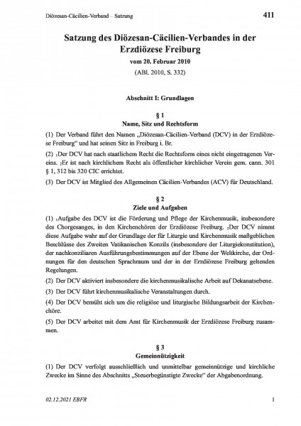 411 Diözesan-Cäcilien-Verband – Satzung