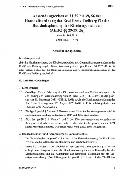 590.1 AEHO – Haushaltsplanung Kirchengemeinden