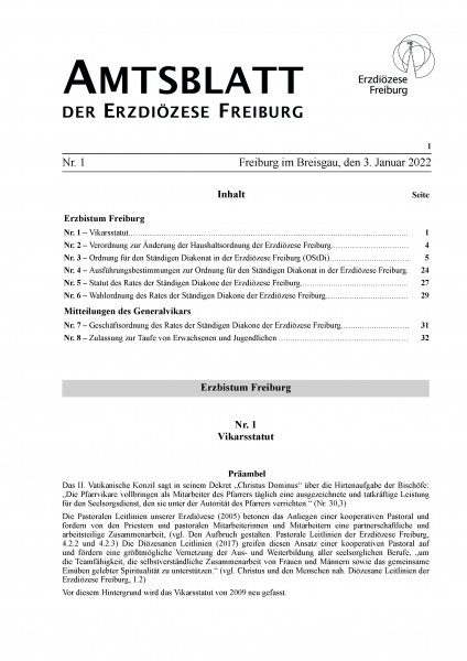 Amtsblatt der Erzdiözese Freiburg (Abonnement)