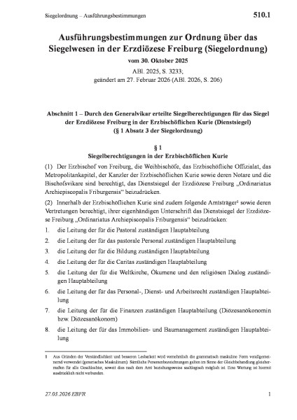 510.1 Siegelordnung – Ausführungsbestimmungen