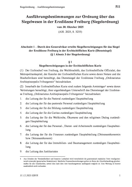 511 Siegelordnung – Ausführungsbestimmungen