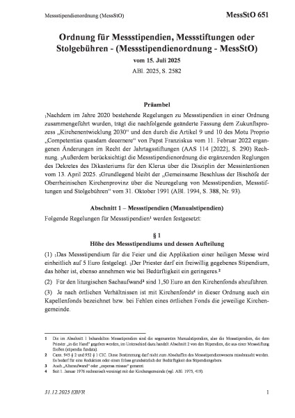 651 Messstipendienordnung (MessStO)