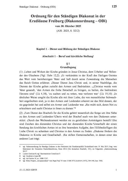 125 Ständiger Diakonat – Ordnung (ODi)