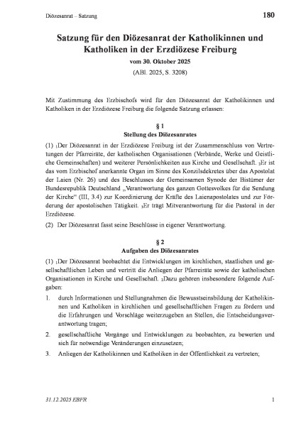 180 Diözesanrat – Satzung