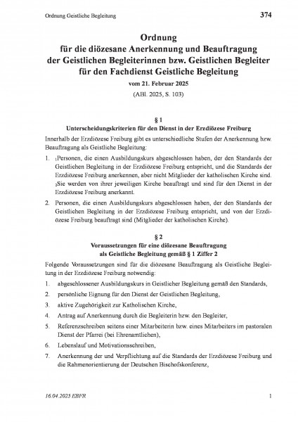 374 Ordnung Geistliche Begleitung