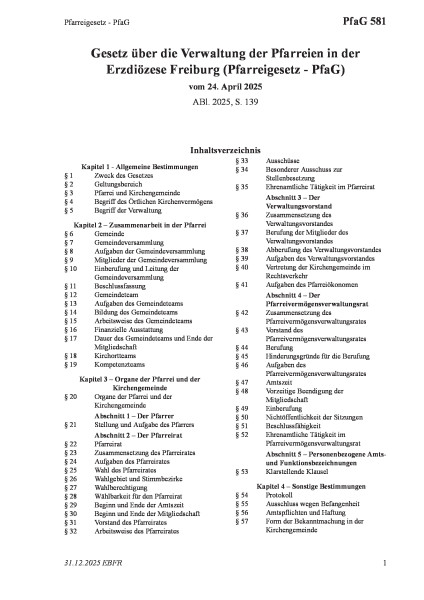 581 Pfarreigesetz - PfaG