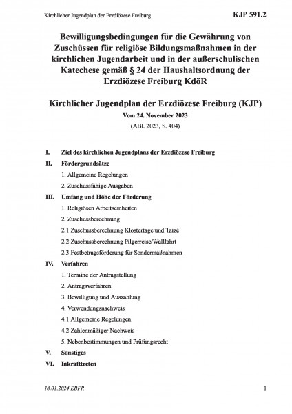 591.2 Kirchlicher Jugendplan der Erzdiözese Freiburg
