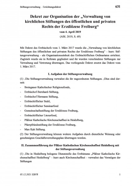 631 Stiftungsverwaltung – Errichtungsdekret