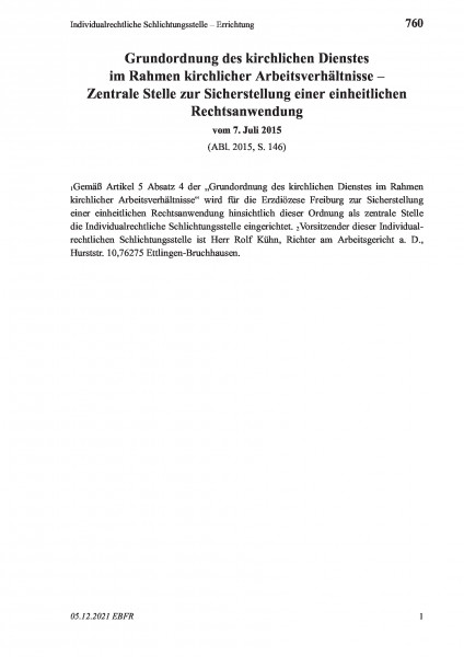 760 Individualrechtliche Schlichtungsstelle – Errichtung