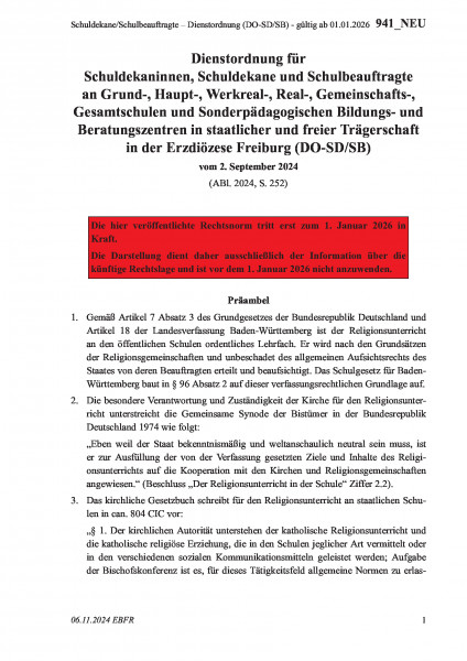 941_NEU Schuldekane/Schulbeauftragte – Dienstordnung (DO-SD/SB) - gültig ab 01.01.2026